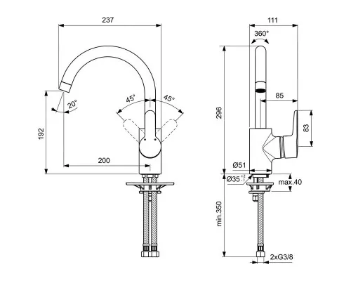 Заказать Смеситель для кухни Ideal Standard Connect Blue B9932AA Хром в магазине сантехники Santeh-Crystal.ru
