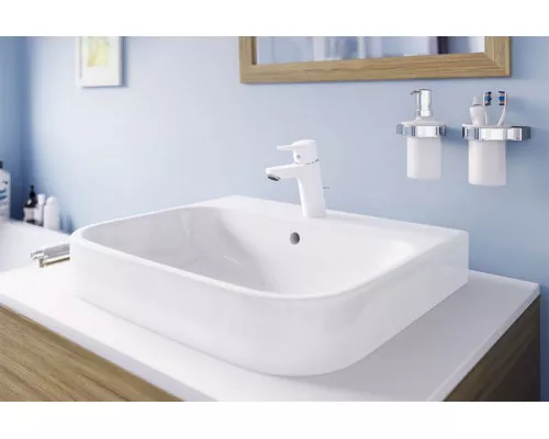 Купить Смеситель для раковины Kludi Pure Easy XL 372909165 Белый Хром в магазине сантехники Santeh-Crystal.ru