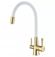 Смеситель для кухни Lemark Comfort LM3075G-White Золото Белый