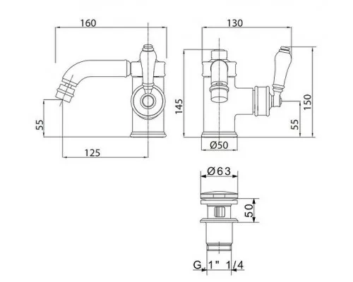 Заказать Смеситель для биде Migliore Ermitage 25002 Золото в магазине сантехники Santeh-Crystal.ru