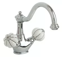 Смеситель для раковины Migliore Olivia 19016 Хром Белый декор Платина