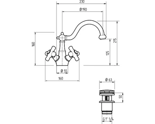 Приобрести Смеситель для раковины Migliore Provance 19482 Золото в магазине сантехники Santeh-Crystal.ru