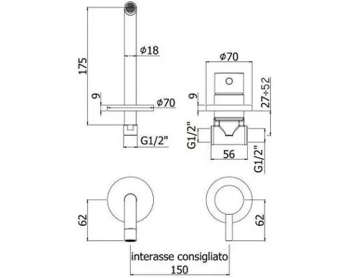 Купить Смеситель для раковины Paffoni Light LIG006HGSP70 Золото медовое брашированное в магазине сантехники Santeh-Crystal.ru