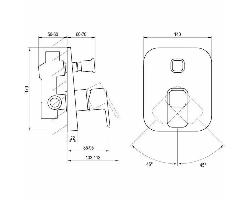 Заказать Смеситель для душа Ravak 10° TD 061.00 X070068 Хром в магазине сантехники Santeh-Crystal.ru