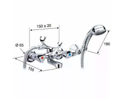 Купить Смеситель для ванны Remer 1000-2000 02YG Хром в магазине сантехники Santeh-Crystal.ru