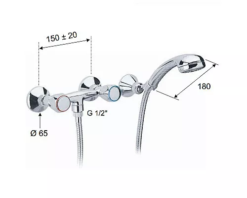 Заказать Смеситель для душа Remer 1000-2000 39Y Хром в магазине сантехники Santeh-Crystal.ru