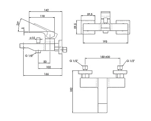 Заказать Смеситель для ванны Remer Absolute AU05 Хром в магазине сантехники Santeh-Crystal.ru