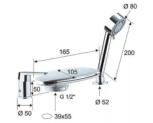 Заказать Смеситель на борт ванны Remer Dream D07UF Хром в магазине сантехники Santeh-Crystal.ru