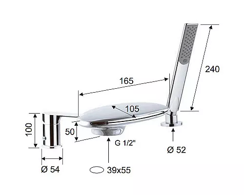 Заказать Смеситель на борт ванны Remer Infinity I07UF Хром в магазине сантехники Santeh-Crystal.ru