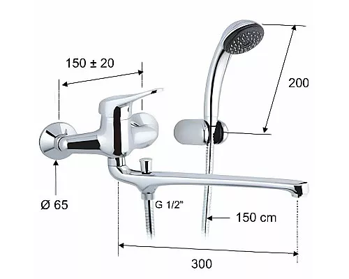 Заказать Смеситель для ванны Remer Kiss K494 универсальный Хром в магазине сантехники Santeh-Crystal.ru