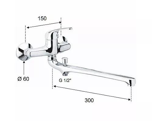 Приобрести Смеситель для ванны Remer Серия 35 F462 универсальный Хром в магазине сантехники Santeh-Crystal.ru