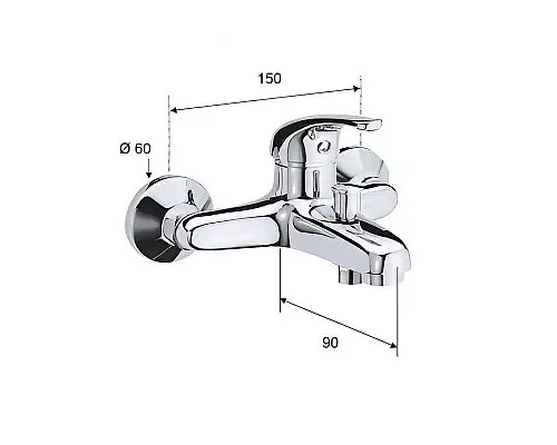 Заказать Смеситель для ванны Remer Серия 35 F052 Хром в магазине сантехники Santeh-Crystal.ru