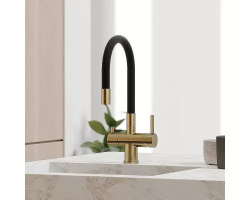 Смеситель для кухни Sancos Lucia SC4004BG Золото брашированное Черный