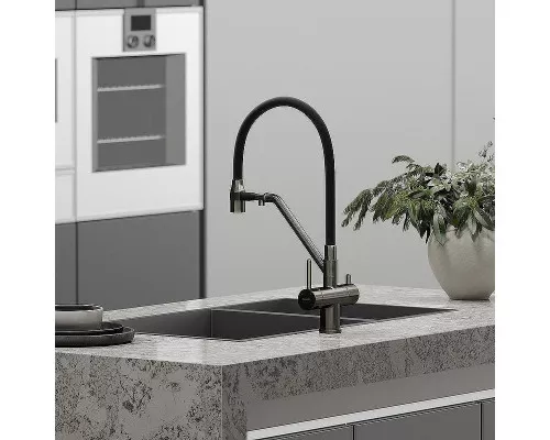 Смеситель для кухни Sancos Dora SC4003GG Вороненая сталь Черный