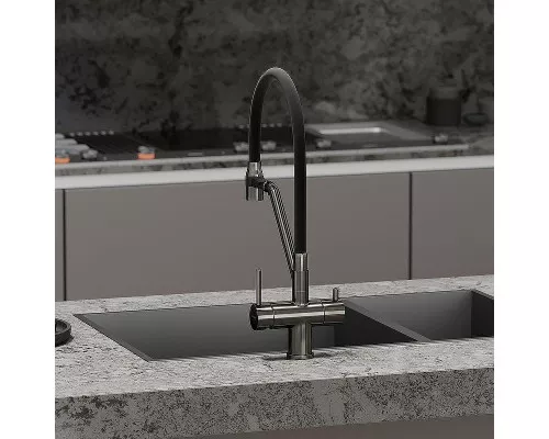 Смеситель для кухни Sancos Dora SC4003GG Вороненая сталь Черный