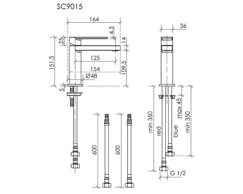 Смеситель для раковины Sancos Studio SC9015GG Вороненая сталь