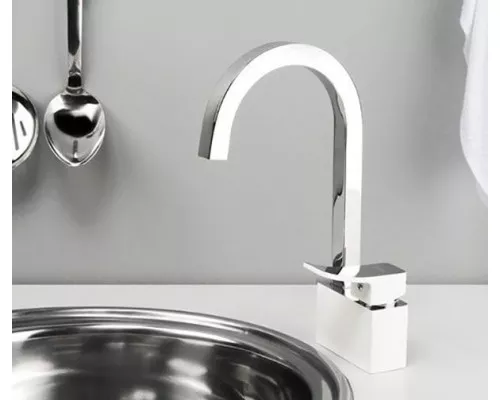 Заказать Смеситель для кухни WasserKRAFT Aller 1067W Белый Хром в магазине сантехники Santeh-Crystal.ru