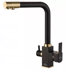 Смеситель для кухни ZorG Steel Hammer SH 805 BLACK BR Черный матовый Бронза
