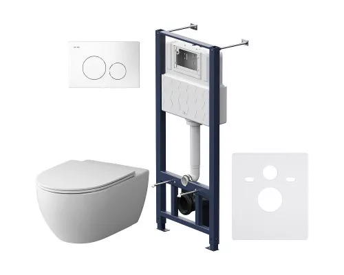 Заказать Комплект унитаза с инсталляцией AM.PM Awe FlashClean IS49001.111700 с сиденьем Микролифт и Белой клавишей смыва в магазине сантехники Santeh-Crystal.ru