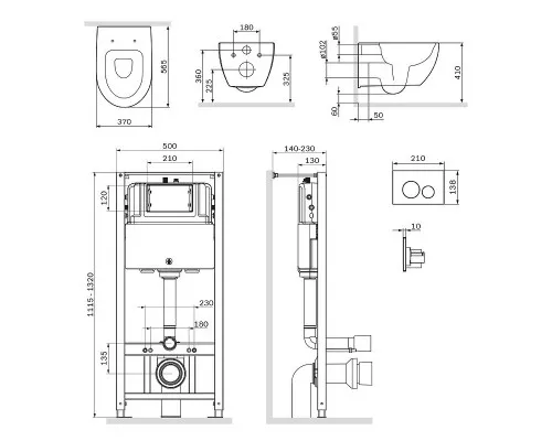 Заказать Комплект унитаза с инсталляцией AM.PM Awe FlashClean IS49001.111700 с сиденьем Микролифт и Белой клавишей смыва в магазине сантехники Santeh-Crystal.ru