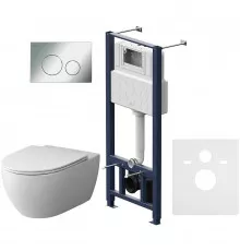 Комплект унитаза с инсталляцией AM.PM Awe FlashClean IS49051.111700 с сиденьем Микролифт и клавишей смыва Хром