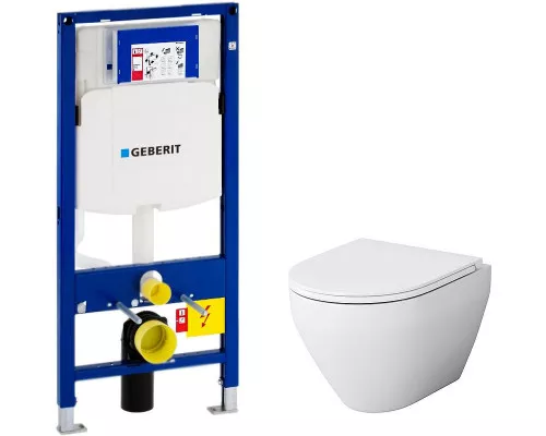 Купить Комплект унитаза AM.PM Spirit FlashClean C701700WH + C707857WH с инсталляцией Geberit Duofix Sigma UP320 111.300.00.5 с сиденьем Микролифт в магазине сантехники Santeh-Crystal.ru