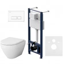 Комплект унитаза с инсталляцией AM.PM Spirit V2.0 FlashClean IS47001.701700 с сиденьем Микролифт и Белой клавишей смыва