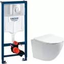 Комплект унитаза Aquatek Европа AQ1900-00 с инсталляцией Grohe Rapid SL 38721001 с сиденьем Микролифт и клавишей смыва Хром