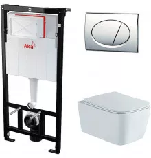 Комплект унитаза Aquatek Либра New AQ1148N-00 с инсталляцией Alcaplast Sadromodul AM101/1120-3:1 RU M71-0001 с сиденьем Микролифт и клавишей смыва Хром