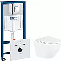 Комплект унитаза BelBagno Uno BB3105CHR/SC с инсталляцией Grohe Rapid SL 38775001 с сиденьем Микролифт и клавишей смыва Хром