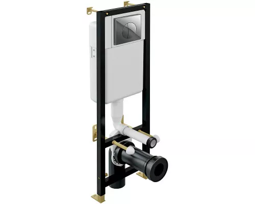 Приобрести Комплект унитаза BelBagno Uno BB3105CHR/SC с инсталляцией Cersanit Black 35 S-IN-BLACK-Cg-w с сиденьем Микролифт и клавишей смыва Хром в магазине сантехники Santeh-Crystal.ru