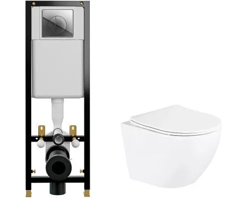 Приобрести Комплект унитаза BelBagno Uno BB3105CHR/SC с инсталляцией Cersanit Black 35 S-IN-BLACK-Cg-w с сиденьем Микролифт и клавишей смыва Хром в магазине сантехники Santeh-Crystal.ru