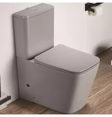 Унитаз компакт CeramaLux 2170AXMH Светло-серый матовый с бачком и сиденьем Микролифт