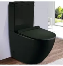 Унитаз компакт CeramaLux 2166MB Черный матовый с бачком и сиденьем Микролифт