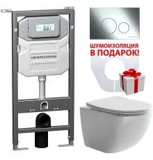 Комплект унитаза с инсталляцией Ceramica Nova Forma CN3009_1001CH_1000 с сиденьем Микролифт и клавишей смыва Хром