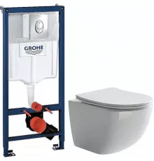 Комплект унитаза Ceramicanova Forma CN3009 с инсталляцией Grohe Rapid SL 38721001 с сиденьем Микролифт и клавишей смыва Хром