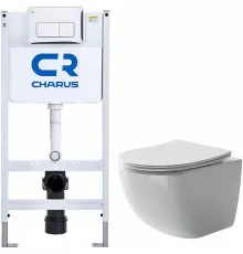 Комплект унитаза Ceramicanova Forma CN3009 с инсталляцией Charus City CR.200.21.01 с сиденьем Микролифт и клавишей смыва Хром глянцевый