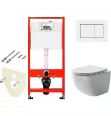 Унитаз с инсталляцией Ceramicanova Forma CN3009 + Tece Base 9400413 с сиденьем Микролифт и Белой клавишей смыва