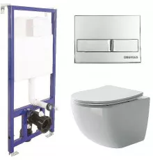 Унитаз с инсталляцией Ceramicanova Forma CN3009 + Berges Novum L3 040213 с сиденьем Микролифт и клавишей смыва Хром
