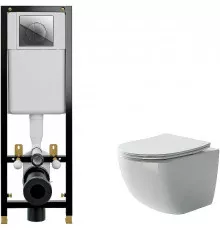 Комплект унитаза Ceramicanova Forma CN3009 с инсталляцией Cersanit Black 35 S-IN-BLACK-Cg-w с сиденьем Микролифт и клавишей смыва Хром