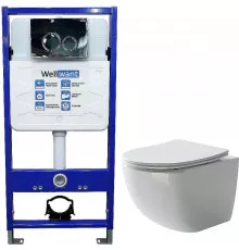 Комплект унитаза Ceramicanova Forma CN3009 с инсталляцией WellWant Standart 50 WWISI1110B с сиденьем Микролифт и клавишей смыва Хром глянцевый