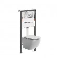 Унитаз с инсталляцией Ceramicanova Forma CN3009_121001CH цвет Белый с сиденьем Микролифт и клавишей смыва цвет Хром глянцевый