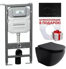 Унитаз с инсталляцией Ceramicanova Metropol CN4002MB_1001B_1000 с сиденьем Микролифт и Черной матовой клавишей смыва