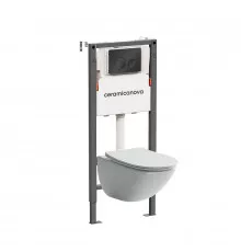 Унитаз с инсталляцией Ceramicanova Mono CN1905_121001MB цвет Белый с сиденьем Микролифт и клавишей смыва цвет Черный матовый