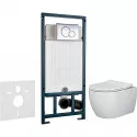 Унитаз с инсталляцией Ceramicanova Play CN3001 + WeltWasser WW Marberg 507 10000005949+10000005952 с сиденьем Микролифт с клавишей смыва Хром глянцевый