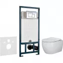 Унитаз с инсталляцией Ceramicanova Play CN3001 + WeltWasser WW Marberg 507 10000005949+10000005953 с сиденьем Микролифт с клавишей смыва Хром глянцевый