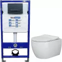 Унитаз с инсталляцией Ceramicanova Play CN3001 + WellWant Standart 50 WWISI111BB с сиденьем Микролифт и Черной матовой клавишей смыва