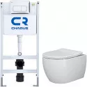 Унитаз с инсталляцией Ceramicanova Play CN3001 + Charus City CR.200.21.01 с сиденьем Микролифт и клавишей смыва Хром глянцевый