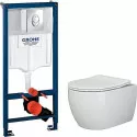 Унитаз с инсталляцией Ceramicanova Play CN3001 + Grohe Rapid SL 38721001 с сиденьем Микролифт и клавишей смыва Хром