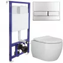 Унитаз с инсталляцией Ceramicanova Play CN3001 + Berges Novum L3 040213 с сиденьем Микролифт и клавишей смыва Хром
